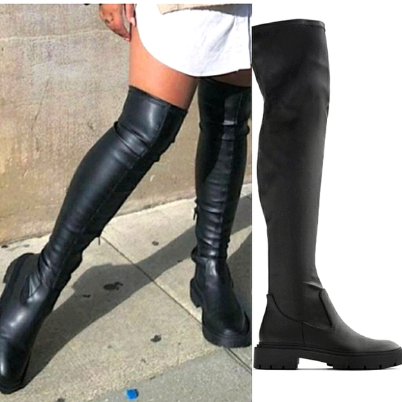 ZARA Blogger Fav Stretch Tall Black Boots